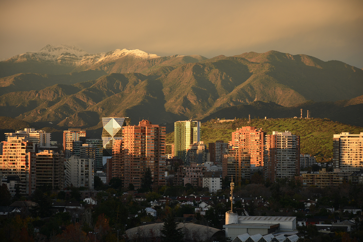 City buildings in front of mountainous landscape in Santiago chile